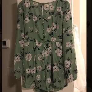 Green floral Francesca’s romper